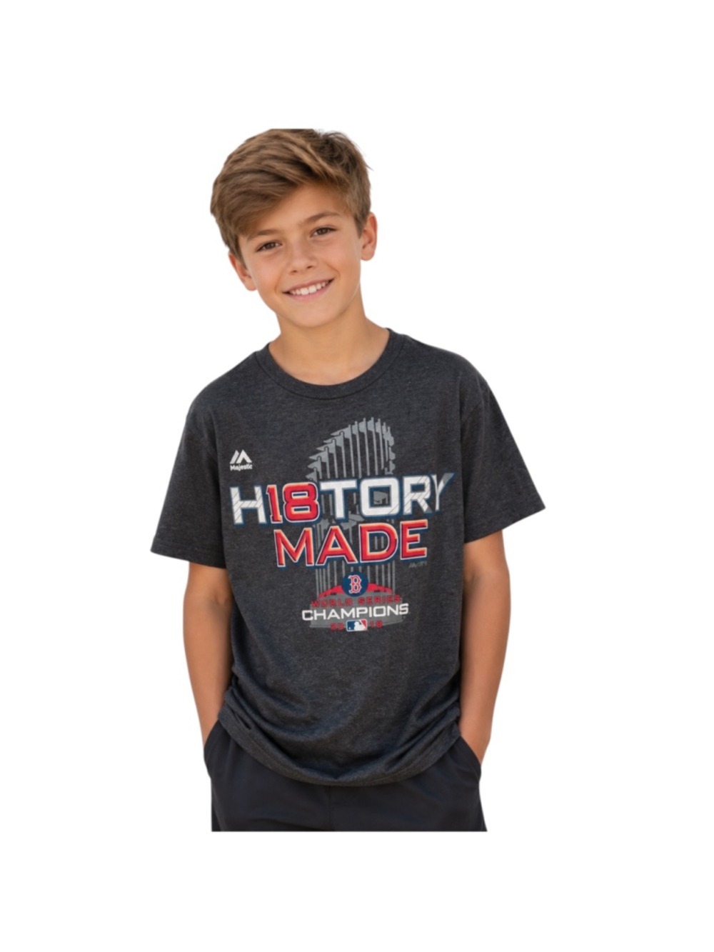 Majestic Boston Red Sox 2018 World Series Champions History Made Youth T-Shirt S